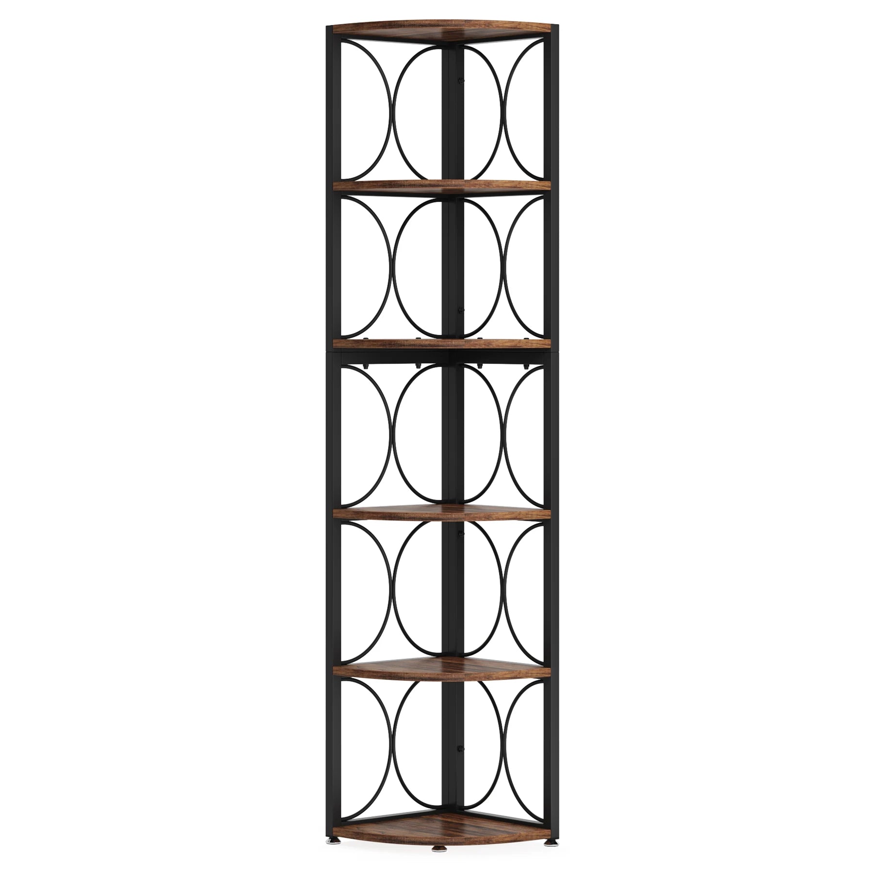 6 Tier Corner Shelf Industrial Tall Bookcase Storage Display Stand for Living Room Office