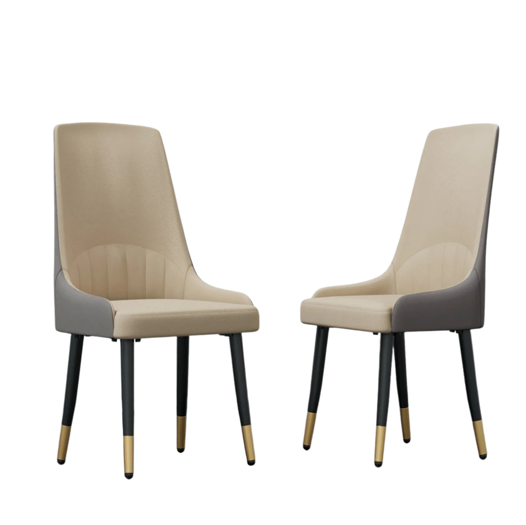 Set of 2 Modern Dining Chairs Microfiber Leather Upholstered Kitchen Chairs with Metal Legs White