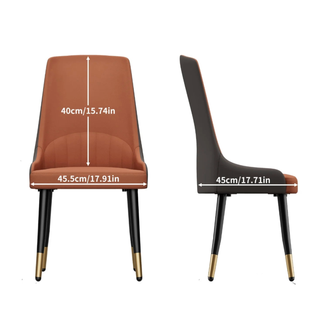 Dining Chairs Set of 2 with Microfiber Leather Seats and Metal Legs Upholstered Kitchen Chairs Orange Style 2