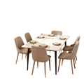 Rectangular Dining Table with Sintered Stone Top and Metal Frame 120cm Modern Kitchen Table Pale brownish Grey