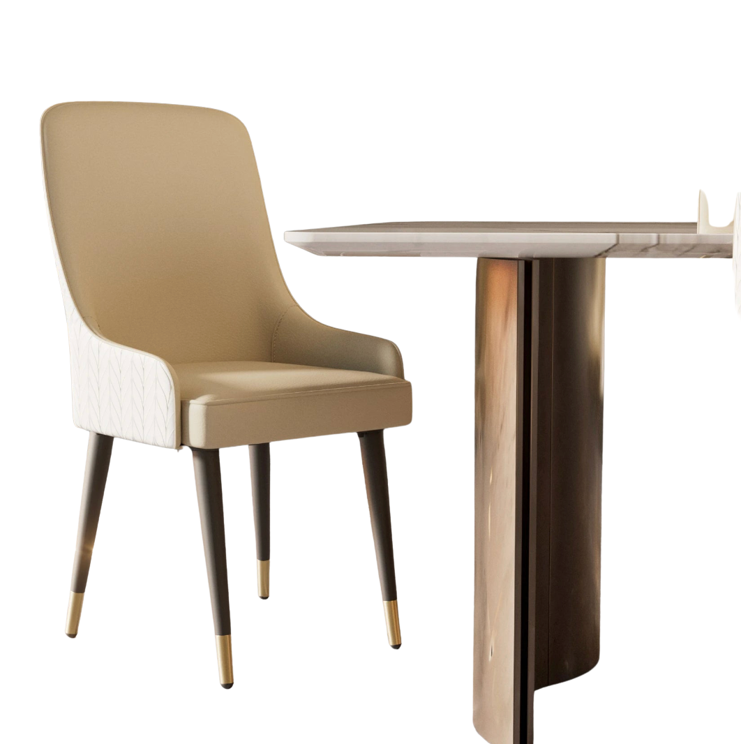 Luxury Dining Chairs Set of 2 with Microfiber Leather Seat and Metal Legs Tufted Back Chairs Light Khaki