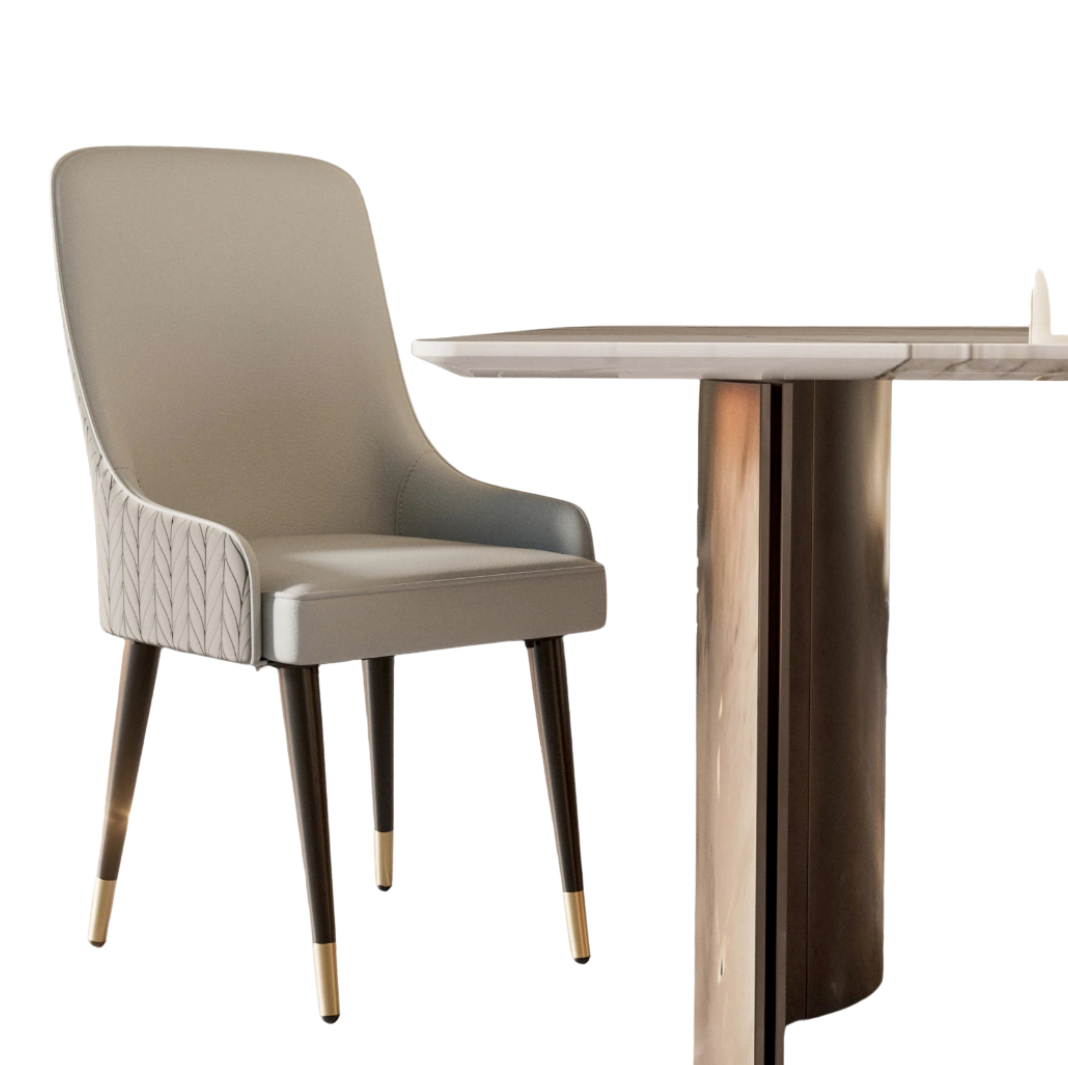 Luxury Dining Chairs Set of 2 with Microfiber Leather Seat and Metal Legs Tufted Back Chairs Grey