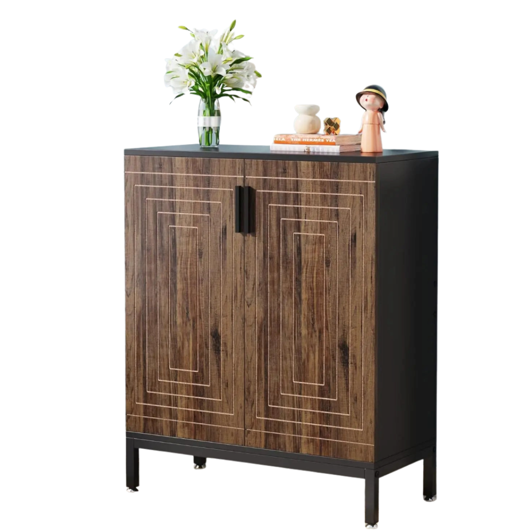 5-Tier Shoe Storage Cabinet with Doors Wooden Entryway Shoe Organiser Holds Up to 24 Pairs Brown