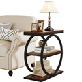 3-Tier Industrial Side Table with Metal Frame and Wooden Shelves Slim Storage End Table