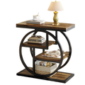 3-Tier Industrial Side Table with Metal Frame and Wooden Shelves Slim Storage End Table