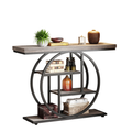 4-Tier Industrial Console Table with Metal Frame and Wooden Shelves Entryway Hallway Storage Table Grey