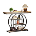 4-Tier Industrial Console Table with Metal Frame and Wooden Shelves Entryway Hallway Storage Table Light Brown