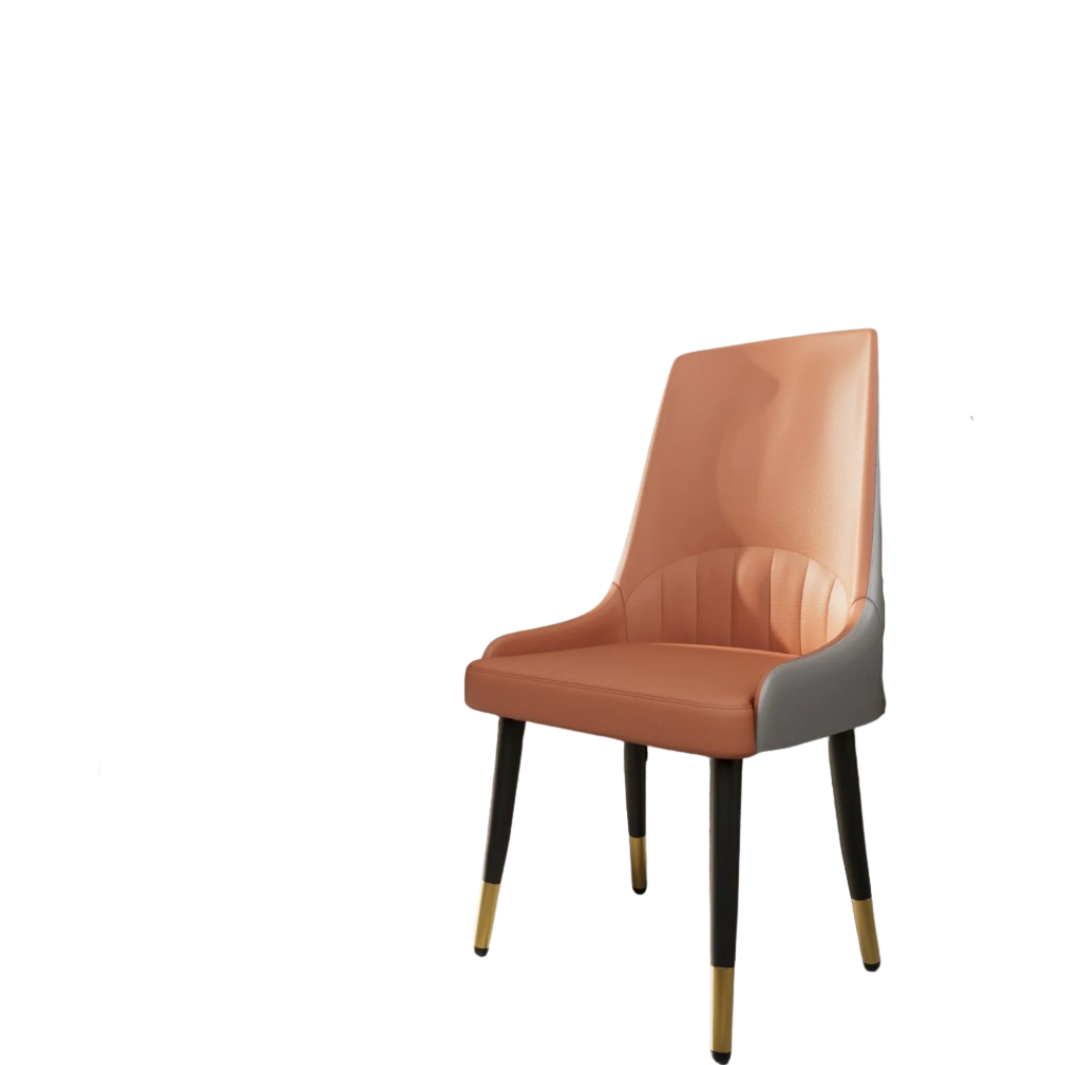 Dining Chairs Set of 2 with Microfiber Leather Seats and Metal Legs Upholstered Kitchen Chairs Orange Style 2