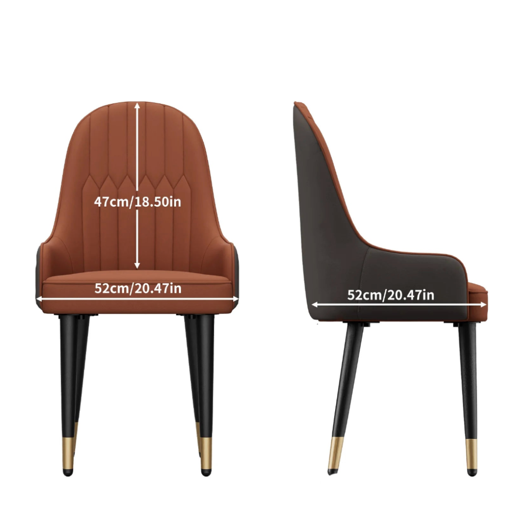 Dining Chairs Set of 2 with Microfiber Leather Seats and Metal Legs Upholstered Kitchen Chairs Orange