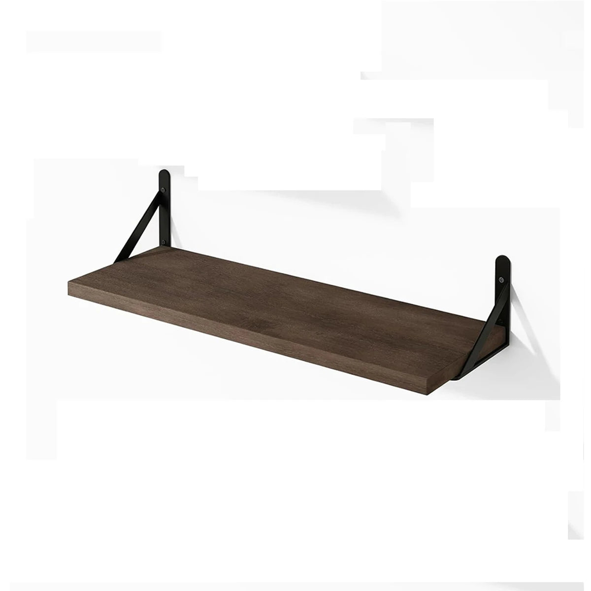 Floating Wall Shelves Set of 4 Wooden Wall Mounted Display Shelves with Metal Brackets Walnut