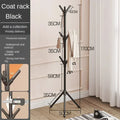 Freestanding Coat Rack with Multiple Hooks Plastic and Metal Clothes Stand Black