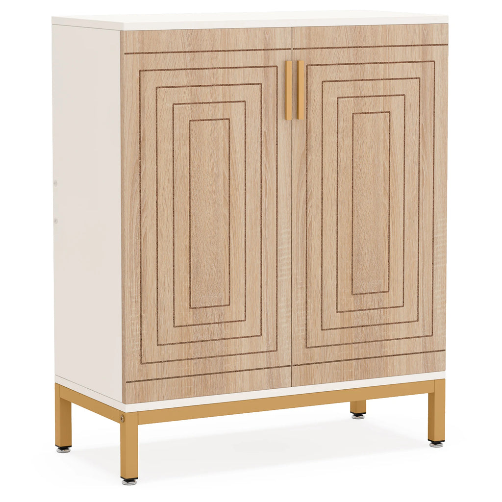 5-Tier Shoe Storage Cabinet with Doors Wooden Entryway Shoe Organiser Holds Up to 24 Pairs Kaki