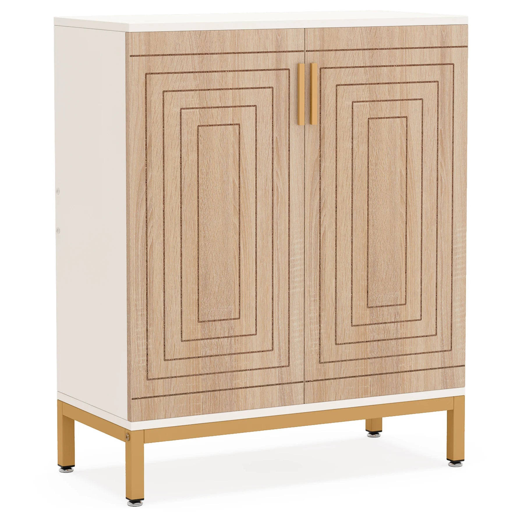 5-Tier Shoe Storage Cabinet with Doors Wooden Entryway Shoe Organiser Holds Up to 24 Pairs Kaki
