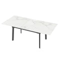 Extendable Dining Table with Sintered Stone Top and Metal Frame 150-180cm Modern Kitchen Table White