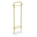 Freestanding Coat Rack Stand with Shelves and Hooks Gold Metal Garment Rack