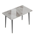 Rectangular Marble Dining Table with Metal Frame 120cm Modern Kitchen Dining Table Glossy Gray