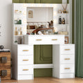 Vanity Table with LED Mirror and 7 Drawers Makeup Dressing Table with Storage Shelves