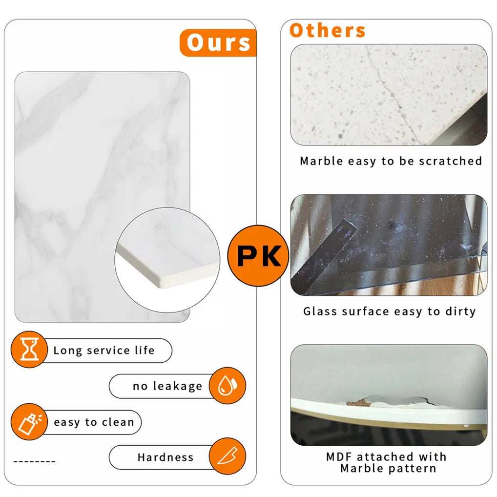 Round Marble Dining Table with Metal Frame 80cm Modern Kitchen Dining Table White