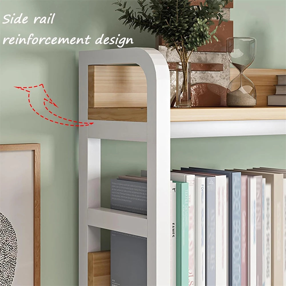 2-Tier Desktop Monitor Stand with Storage Shelf and Metal Frame Wooden Desk Organiser White
