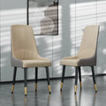 Set of 2 Modern Dining Chairs Microfiber Leather Upholstered Kitchen Chairs with Metal Legs White