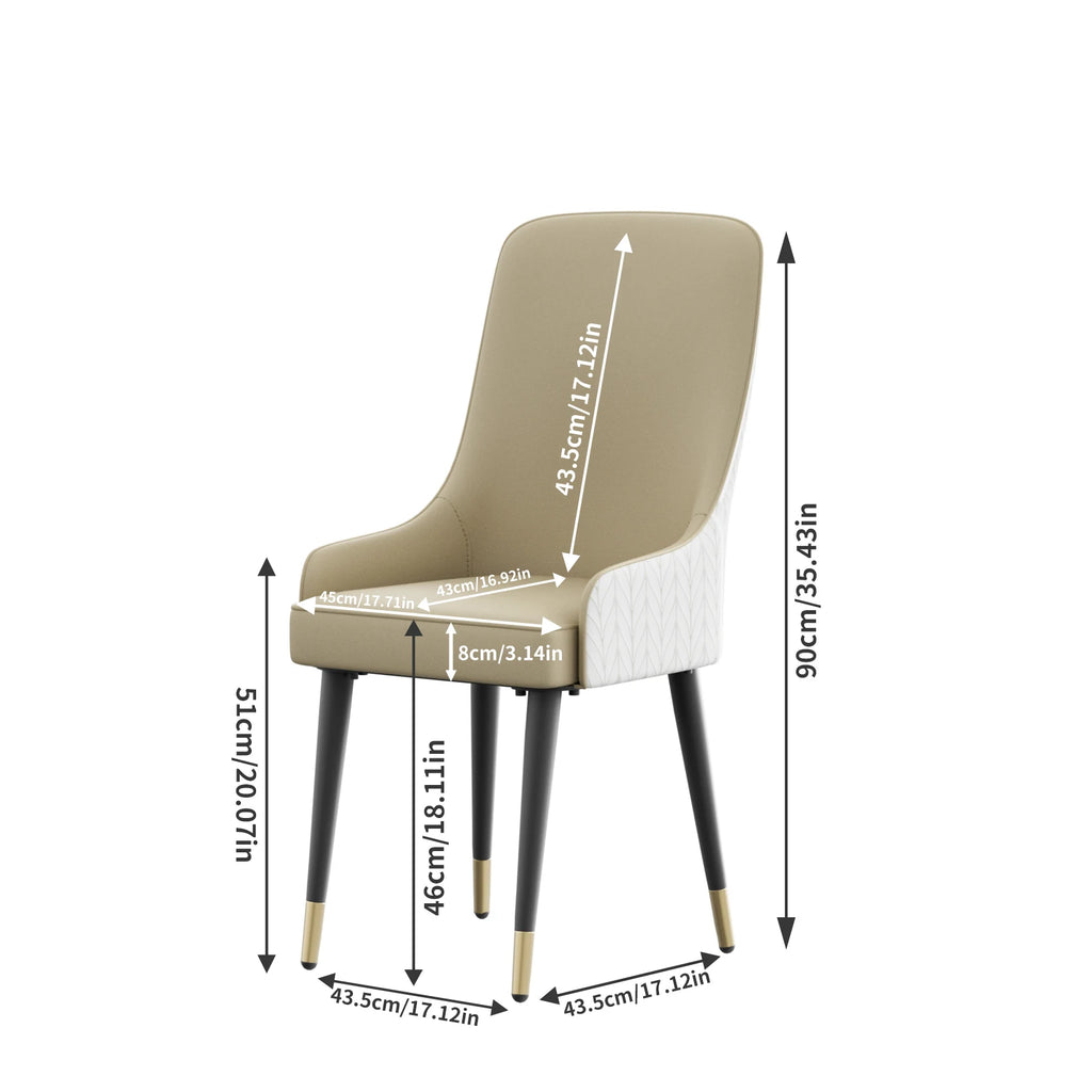 Luxury Dining Chairs Set of 2 with Microfiber Leather Seat and Metal Legs Tufted Back Chairs Grey