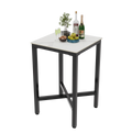 Square Bar Table with Sintered Stone Top and Metal Frame 70cm Modern Kitchen Pub Tabl White
