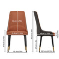 Dining Chairs Set of 2 with Microfiber Leather Seats and Metal Legs Upholstered Kitchen Chairs Orange Style 2
