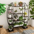 Half-Moon Shape Plant Stand Industrial Bookshelf Storage Shelf Multilayer Garden Flower Rack Without Lights