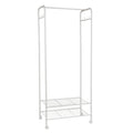 Freestanding Clothes Rack with Shelves and Wheels Metal Garment Rack Organizer White