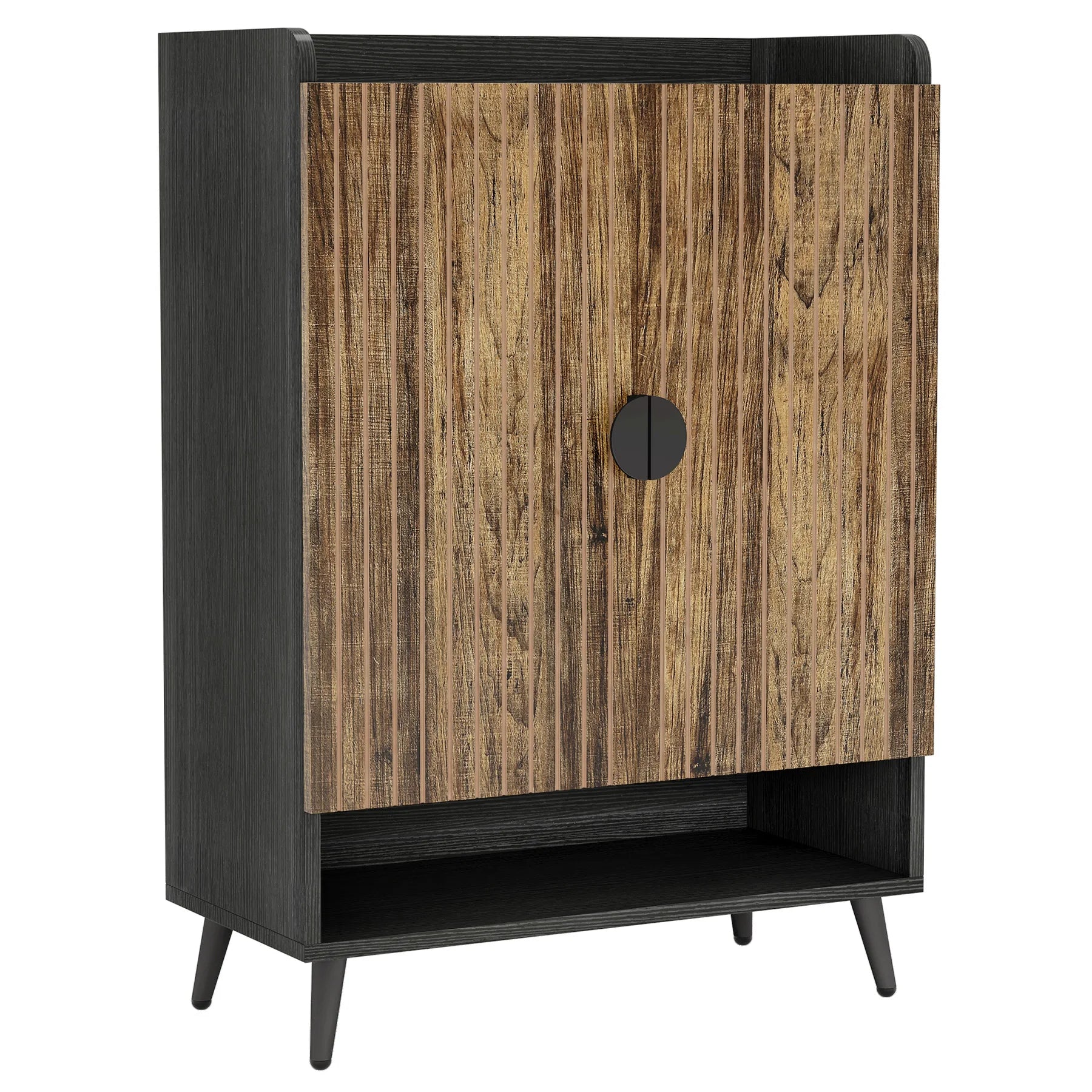 7-Tier Shoe Storage Cabinet with Doors Wooden Entryway Shoe Organiser Holds Up to 24 Pairs Dark