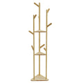 Bamboo Coat Rack Stand with 10 Hooks Freestanding Clothes Hanger Organiser Natural Bamboo