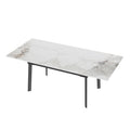 Extendable Dining Table with Sintered Stone Top and Metal Frame 150-180cm Modern Kitchen Table White Emerald