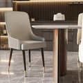 Luxury Dining Chairs Set of 2 with Microfiber Leather Seat and Metal Legs Tufted Back Chairs Grey