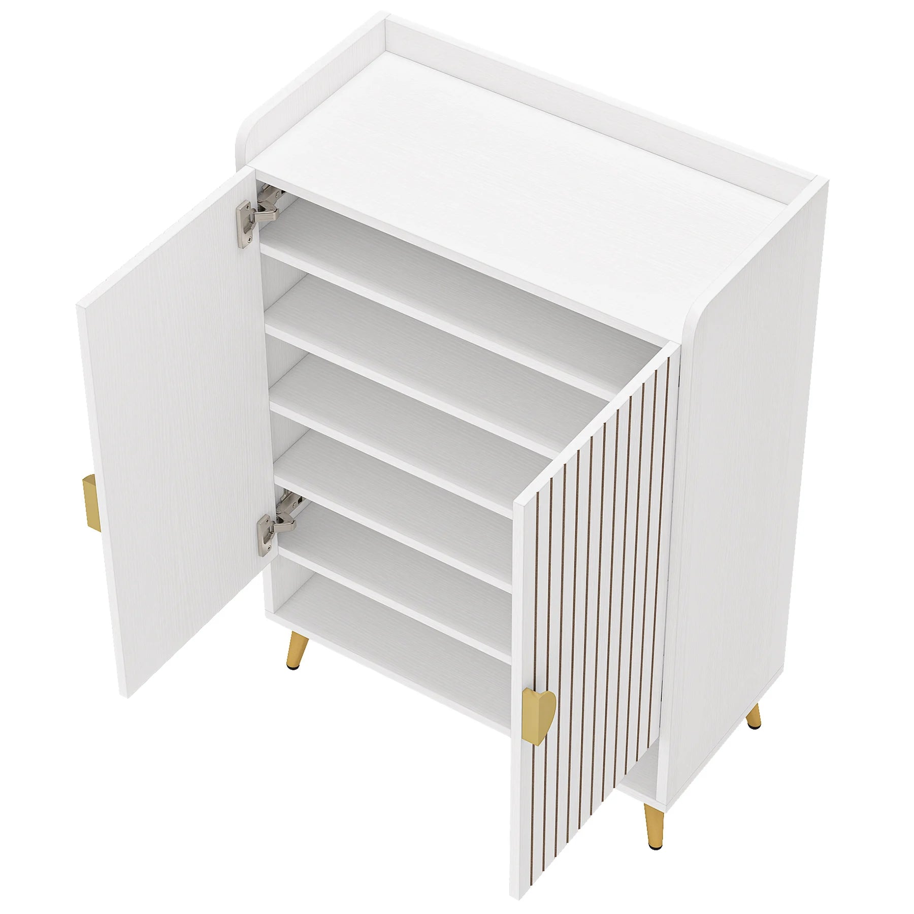 7-Tier Shoe Storage Cabinet with Doors Wooden Entryway Shoe Organiser Holds Up to 24 Pairs White
