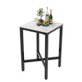 Square Bar Table with Sintered Stone Top and Metal Frame 70cm Modern Kitchen Pub Table Glossy White