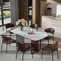 160cm Sintered Stone Dining Table with Glass Base Rectangular Kitchen Table for 4-6 People White