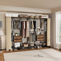 Heavy Duty Clothes Rack Wardrobe with Shelves and Dustproof Cover Industrial Garment Rack XXL Black & Brown