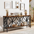 180cm Industrial Console Table with 2-Tier Shelf Narrow Sofa Table