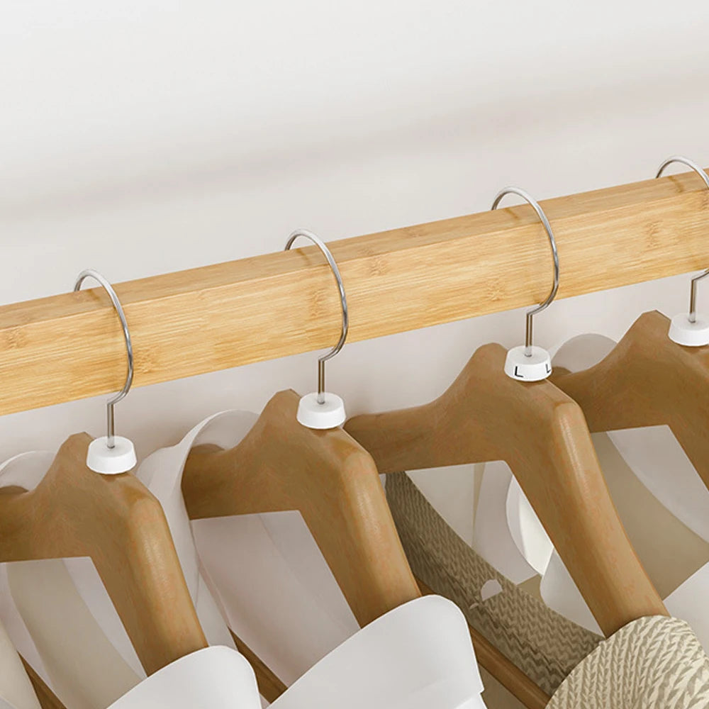 Bamboo Clothes Rack with Hanging Rail, Pants Bar and Bottom Shelf Freestanding Garment Rack Natural Wood