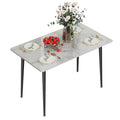 Rectangular Marble Dining Table with Metal Frame 120cm Modern Kitchen Dining Table Glossy White