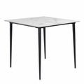 Square Dining Table with Sintered Stone Top and Metal Frame 80cm Modern Kitchen Table Pale Brownish Grey