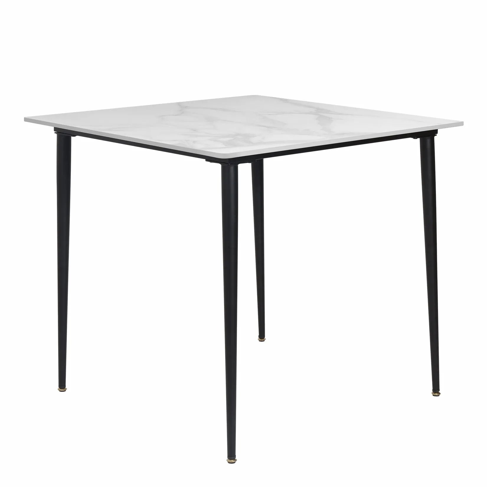 Square Dining Table with Sintered Stone Top and Metal Frame 80cm Modern Kitchen Table Pale Brownish Grey