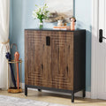5-Tier Shoe Storage Cabinet with Doors Wooden Entryway Shoe Organiser Holds Up to 24 Pairs Brown