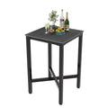 Square Bar Table with Sintered Stone Top and Metal Frame 70cm Modern Kitchen Pub Table