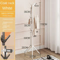 Freestanding Coat Rack with Multiple Hooks Plastic and Metal Clothes Stand White