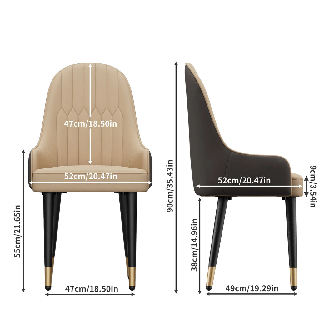 Dining Chairs Set of 2 with Microfiber Leather Seats and Metal Legs Upholstered Kitchen Chairs Off White