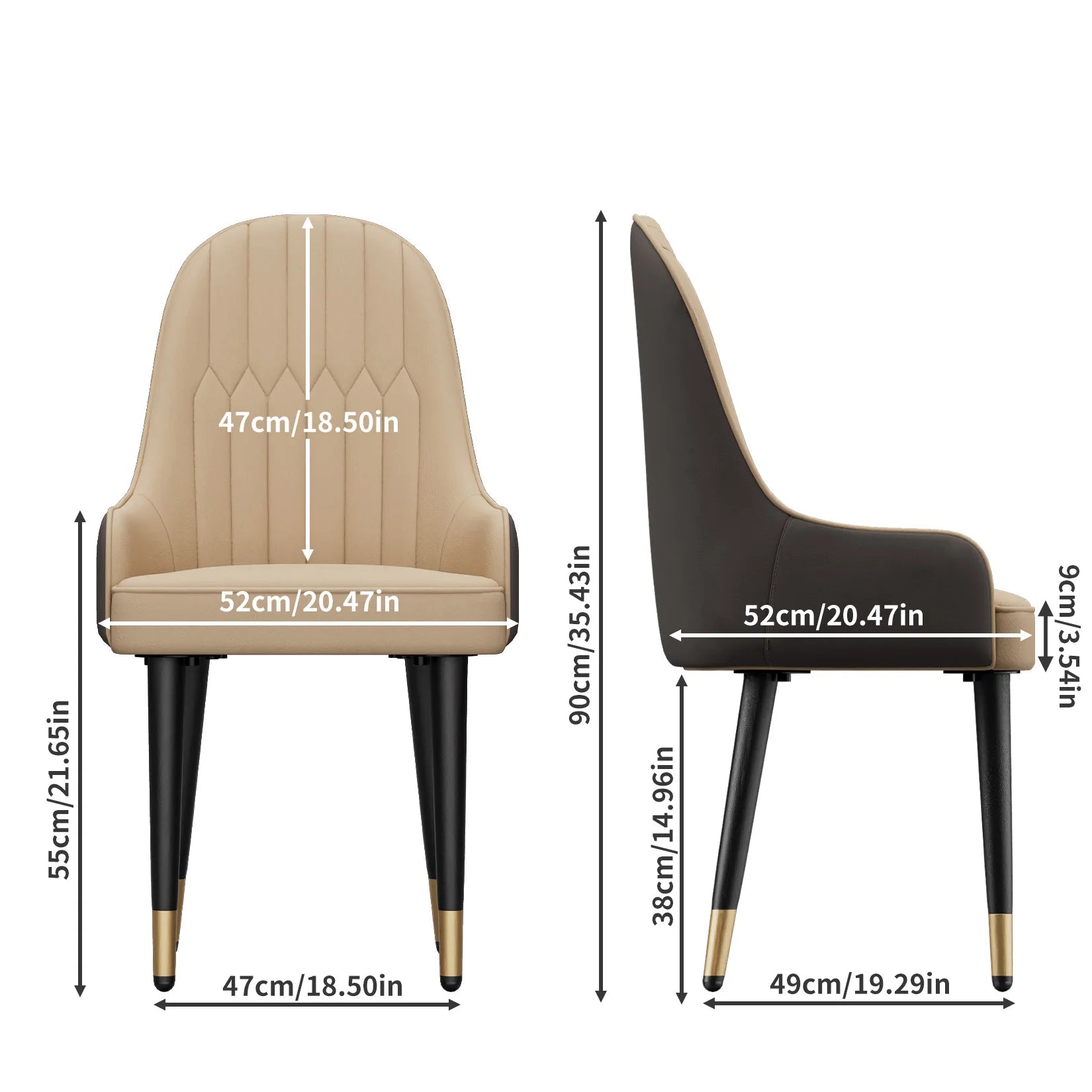 Dining Chairs Set of 2 with Microfiber Leather Seats and Metal Legs Upholstered Kitchen Chairs Off White
