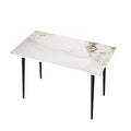 Rectangular Marble Dining Table with Metal Frame 120cm Modern Kitchen Dining Table White Emerald