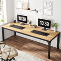 200cm Industrial Computer Desk for 2 People with Metal Frame Large Double Workstation Table Wood Finish With Black Frame