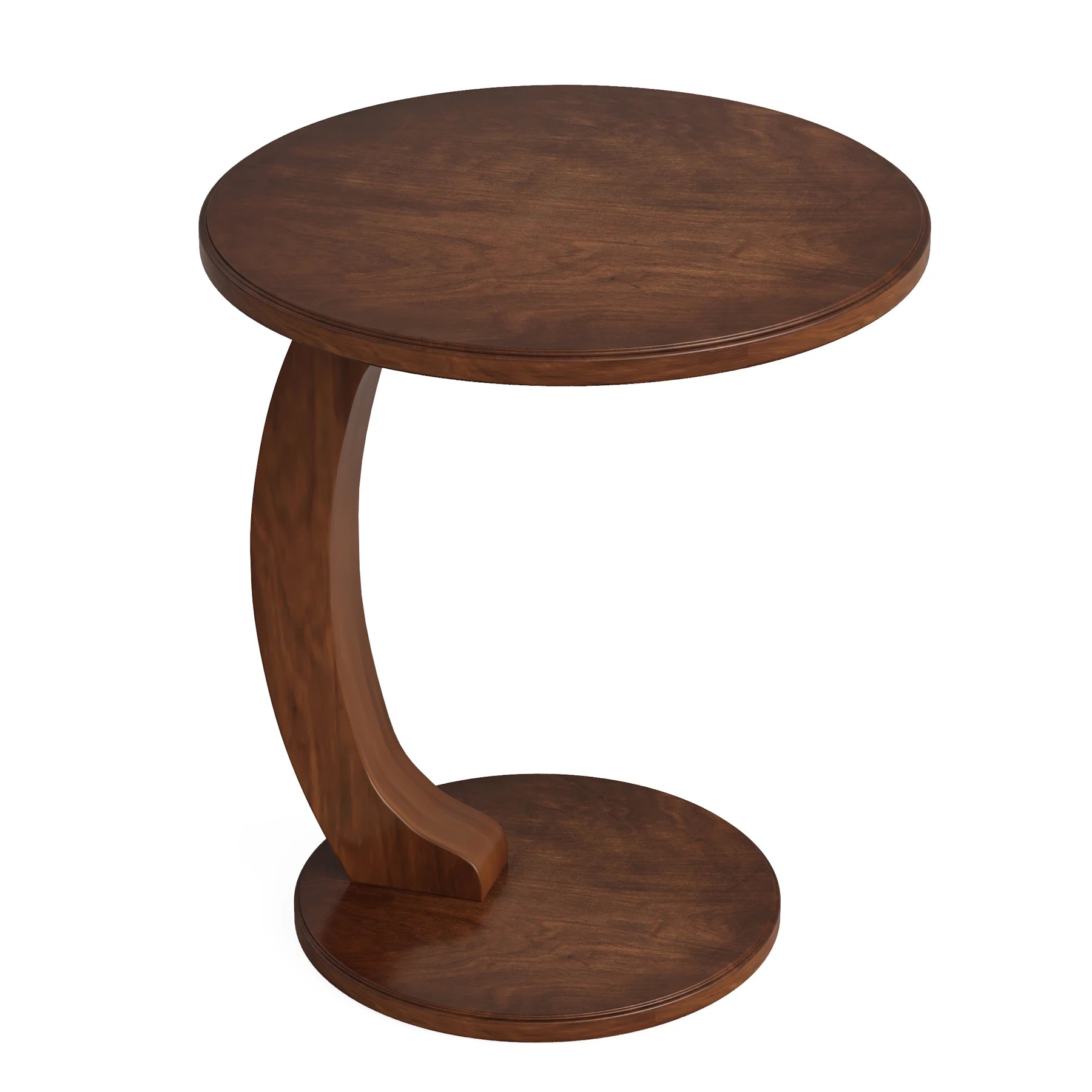 Round Wooden Side Table 48cm Vintage End Table Small Coffee Table for Living Room Bedroom Brown